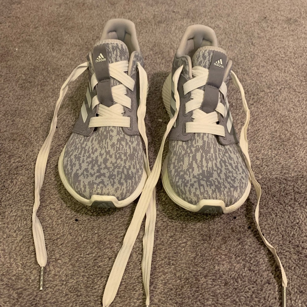 Grey and white Adidas Edge Lux sneakers